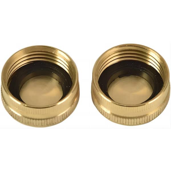 Cubilan - 3/4 in. Brass Garden Hose End Caps with Washers (2-Pack)