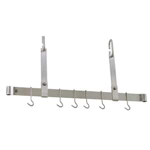 Handcrafted 48 in. Adjustable Ceiling Bar with 12 Hooks Stainless Steel