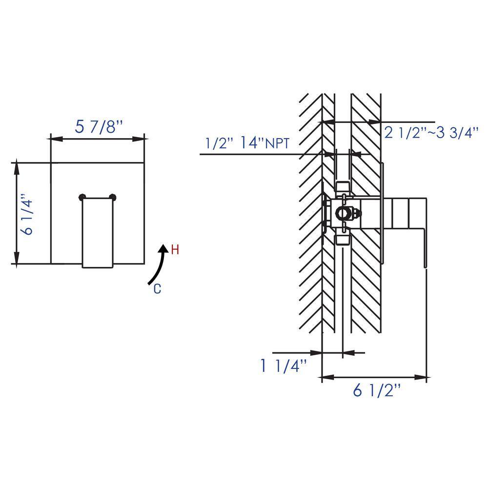 Brushed Nickel Modern Square Lever Shower Mixer