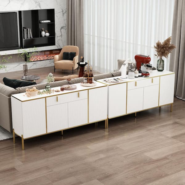 FUFU&GAGA White Makeup Vanity Desk 9-Drawers Wood Dressing