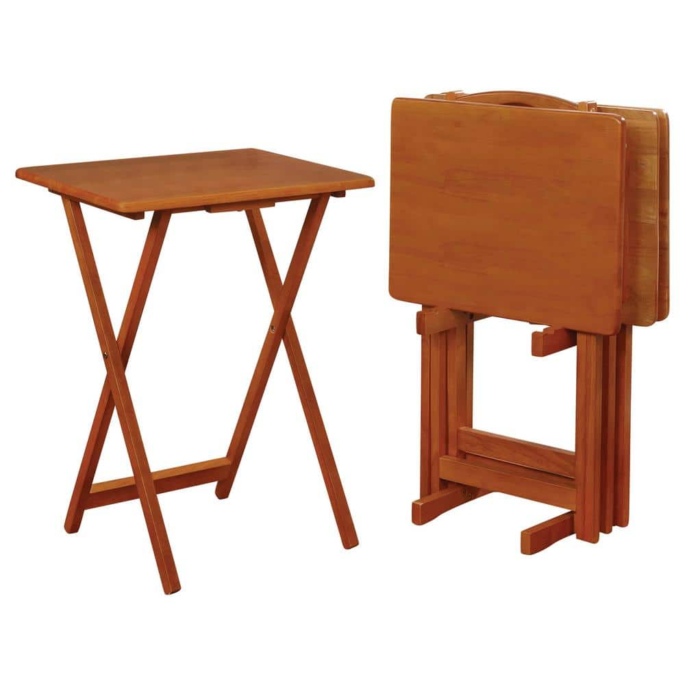 Coaster 5-piece Tray Table Set with Stand Golden Brown 5199 - The Home ...