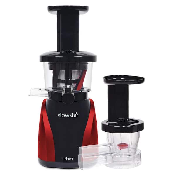 Tribest Slowstar 24 fl. oz. Black and Red Cold Press Juicer with Mincing Attachment