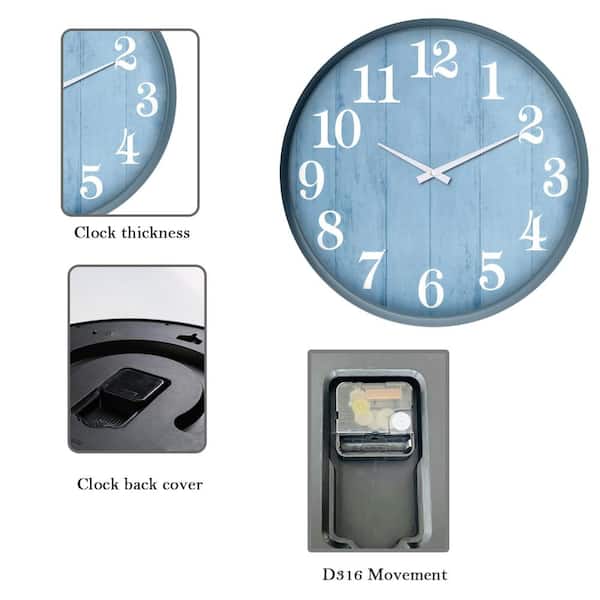 18 in. Outdoor Wall Clock Waterproof Blue 1-Piece TFL1474 - The