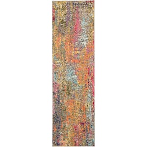 Celestial Sunset Multicolor 2 ft. x 6 ft. Abstract Bohemian Kitchen Runner Area Rug