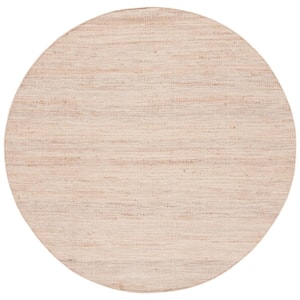 Natural Fiber Beige 6 ft. x 6 ft. Abstract Distressed Round Area Rug