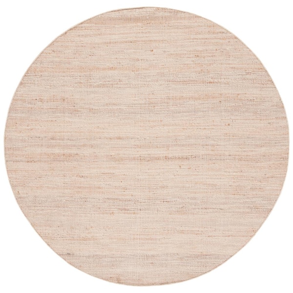 SAFAVIEH Natural Fiber Beige 6 ft. x 6 ft. Abstract Distressed Round Area Rug