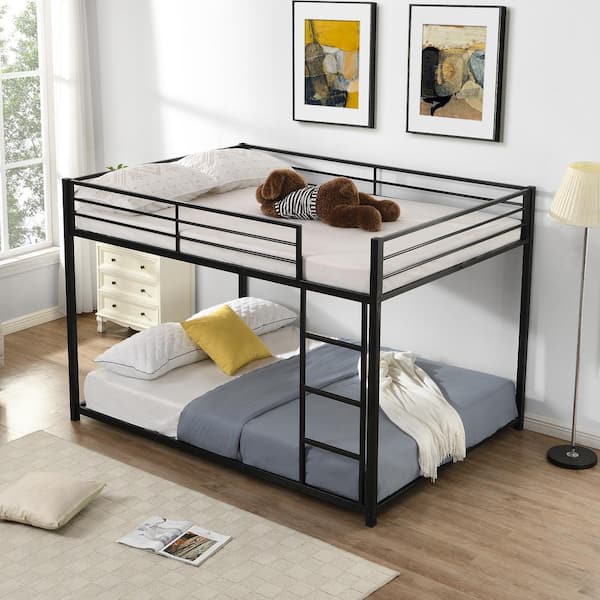 aisword Black Full over Full Metal Bunk Bed with Ladder and
