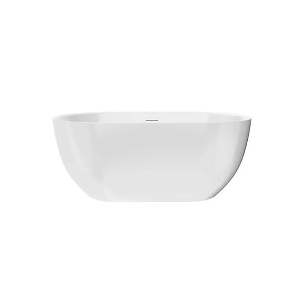 59 in. x 31.5 in. Acrylic Freestanding Flatbottom Soaking Bathtub in White