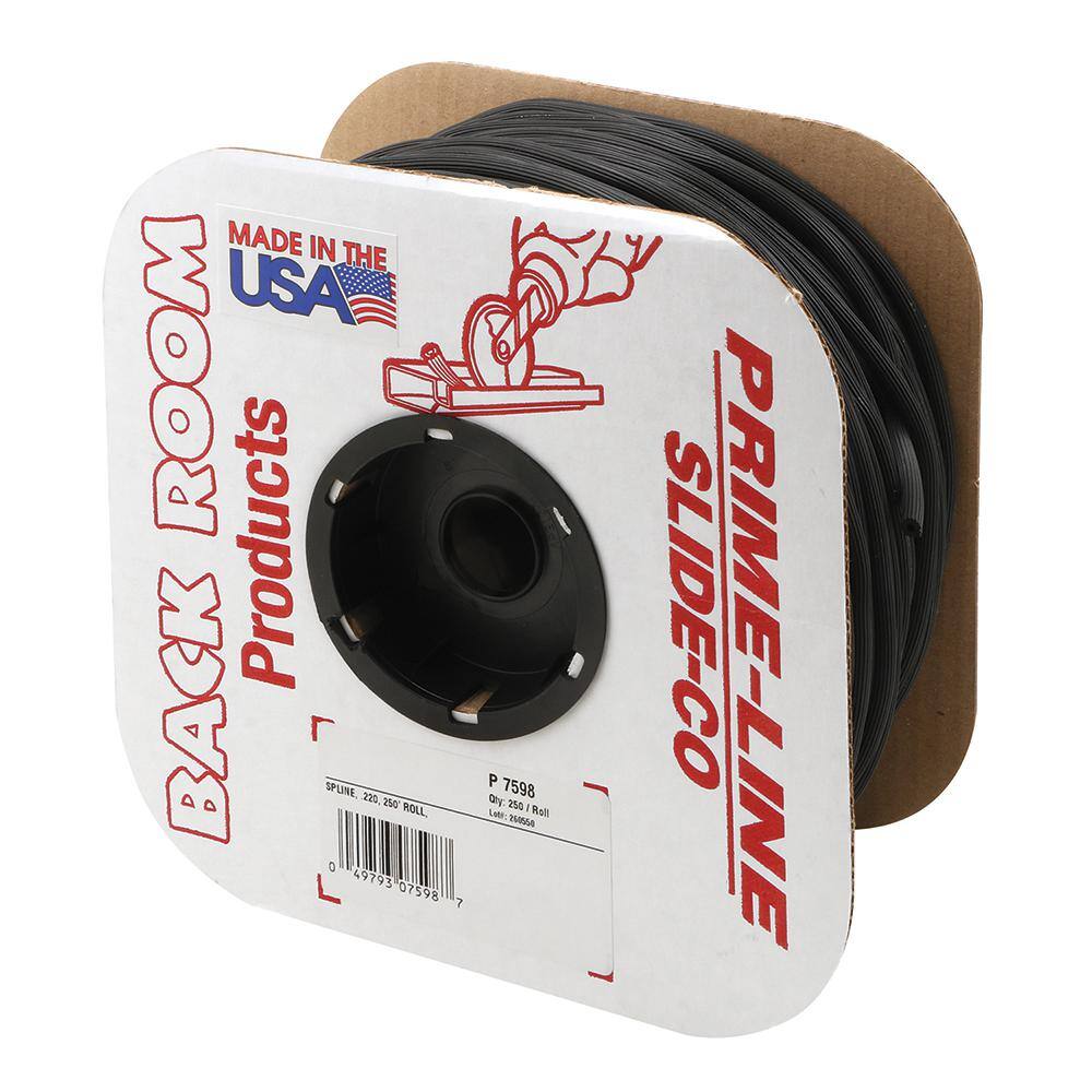 PrimeLine 0.220 in. x 250 ft. Roll, Black Screen Retainer Spline P