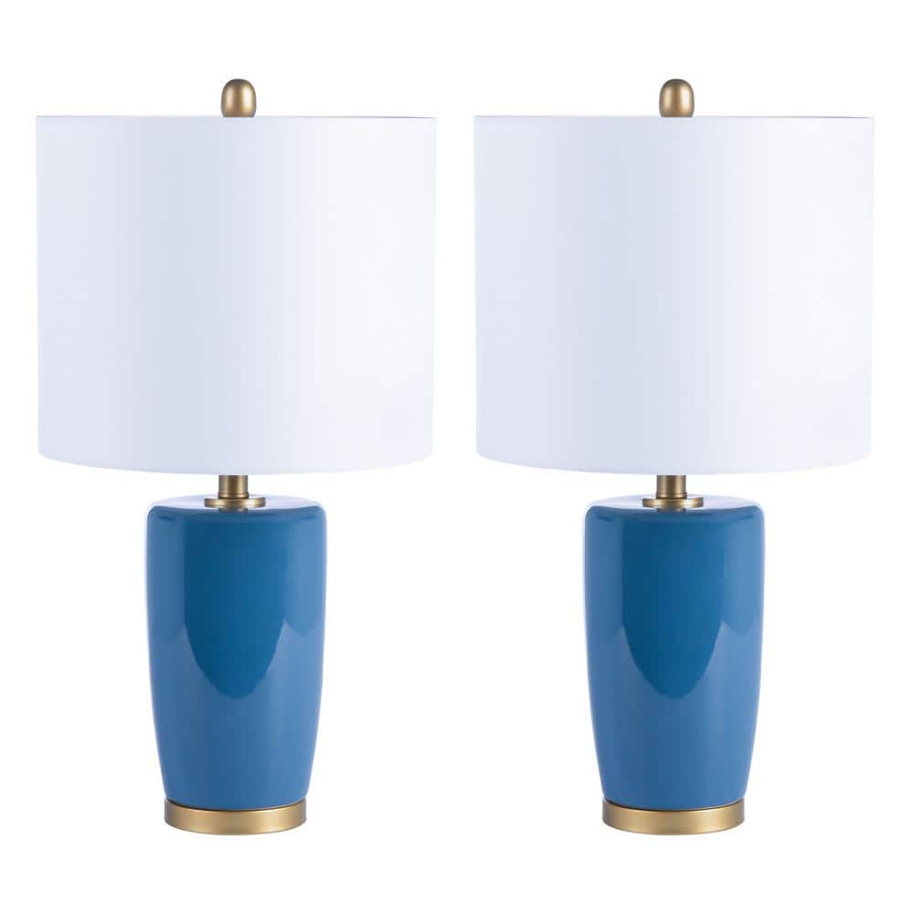 UPC 195058000086 product image for Safavieh Halsor 25. 25 in. Blue Table Lamp with Off White Shade (Set of 2) | upcitemdb.com