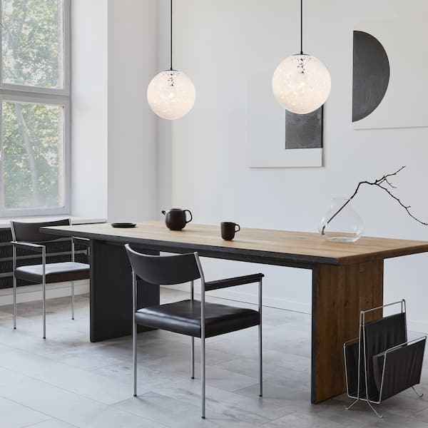 Circo 60-Watt 1-Light Matte Black Transitional Pendant Light with White Art Glass Shade and No Bulbs Included