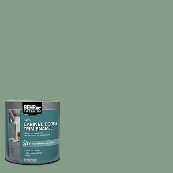 BEHR PREMIUM 1 qt. #S410-5 Track Green Satin Enamel Interior/Exterior Cabinet, Door & Trim Paint
