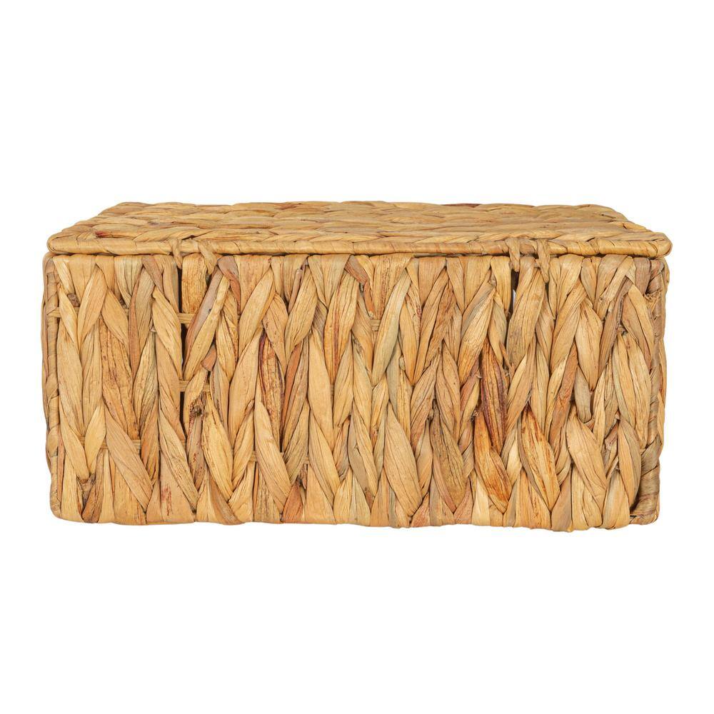 Natural Water Hyacinth Rectangular Storage Basket Set with Lids