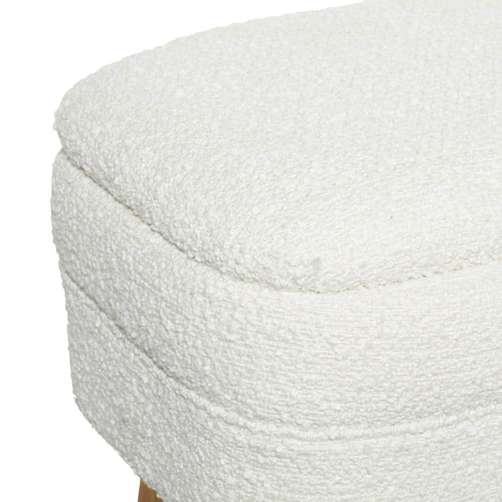 White Upholstered Storage Bench with Squared Wood Legs