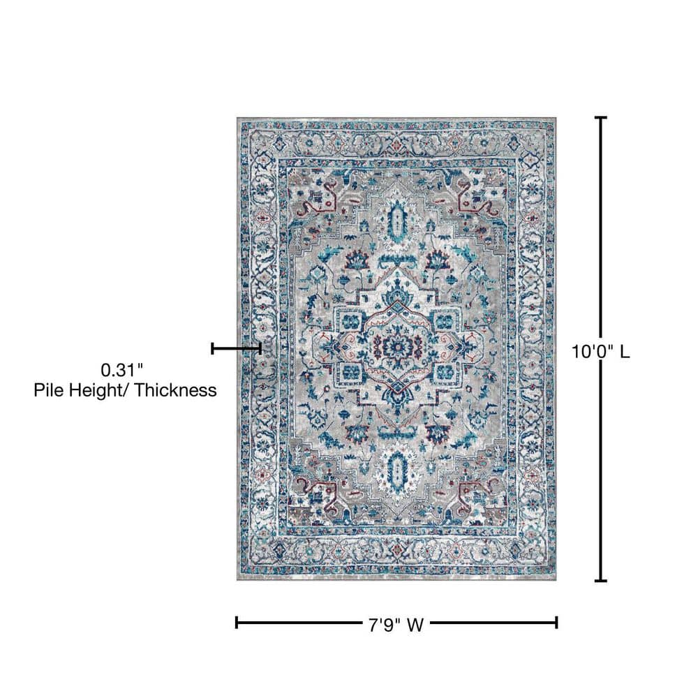 Modern Reversible Gray Synthetic 8' x 10' Easy-Care Area Rug