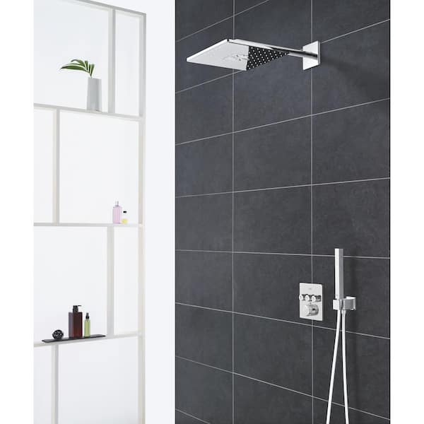 Grohtherm Smart Control Triple Function Square Thermostatic Trim with Control Module in Starlight Chrome