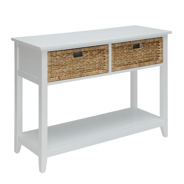 Acme Furniture Flavius 44 in. White Rectangle Wood Console Table with Shelf and Drawer