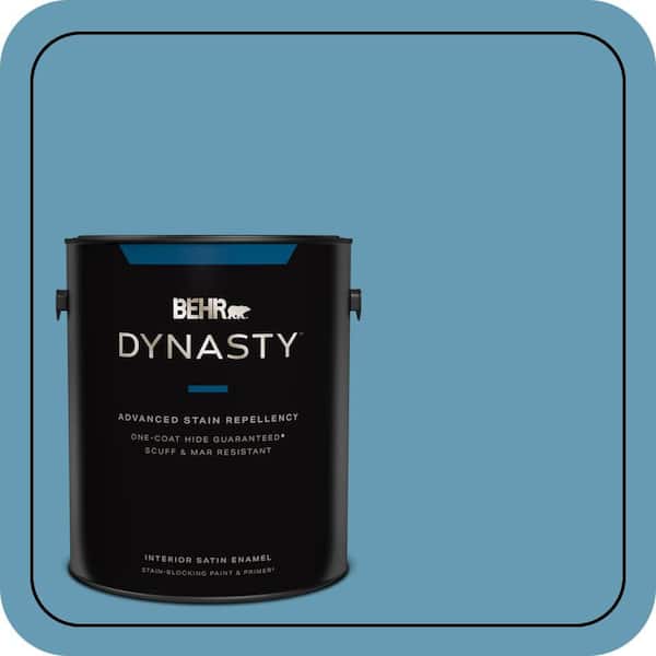 BEHR DYNASTY 1 gal. #S490-4 Yacht Blue One-Coat Hide Satin Enamel Interior Stain-Blocking Paint & Primer