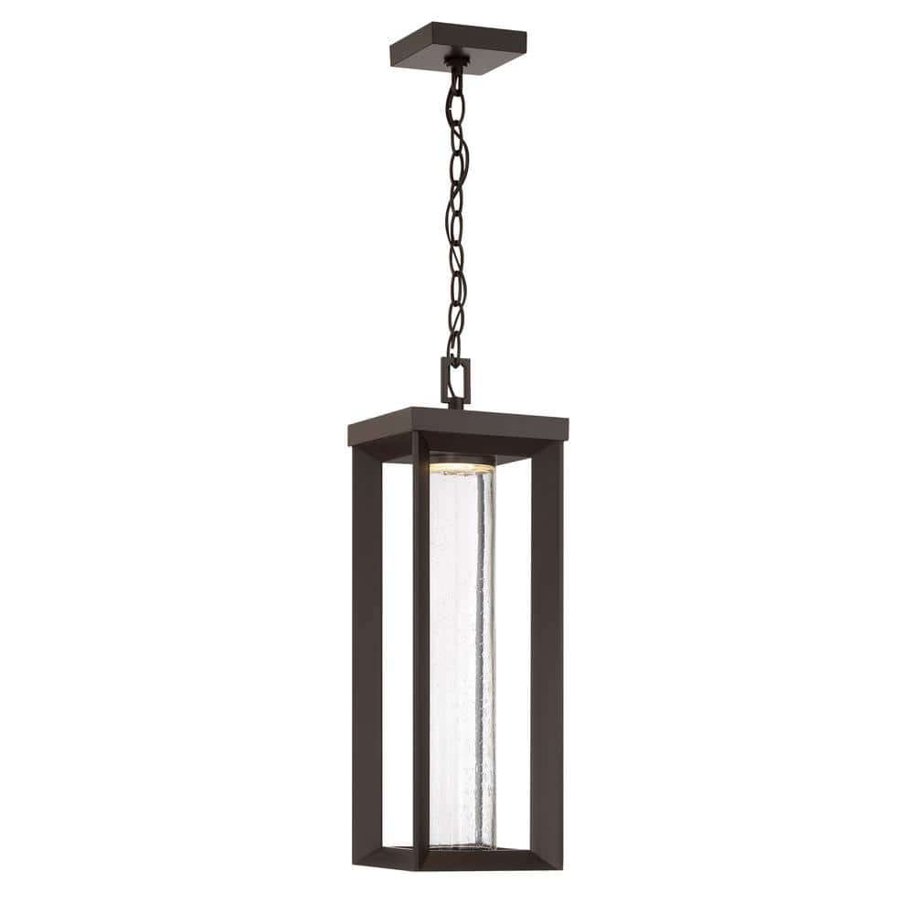 Shore Pointe 1-Light Oil Rubbed Bronze LED Pendant Light with Clear Seeded Glass Shade price history on PriceWatchPro
