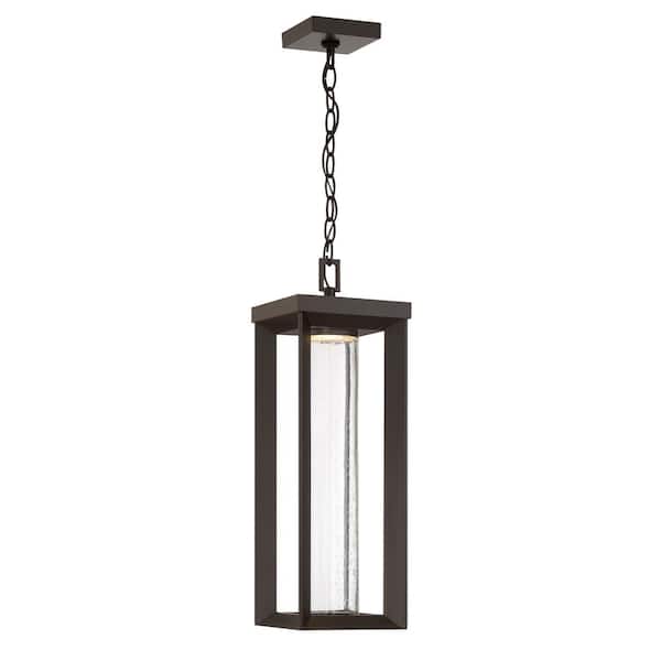 Minka Lavery Shore Pointe 1-Light Oil Rubbed Bronze LED Pendant Light with Clear Seeded Glass Shade