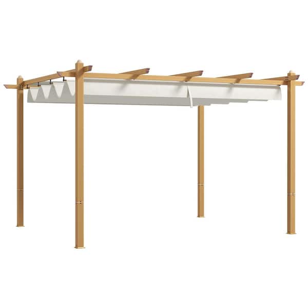 Outsunny 10 ft. x 13 ft. Cream White Aluminum, Polyester Pergola