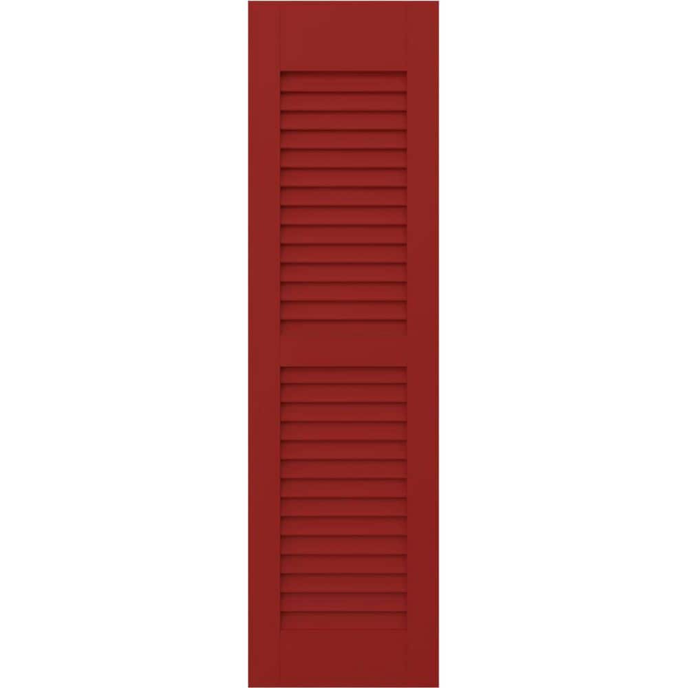 Americraft 12 in. W x 78 in. H 2-Equal Louver Exterior Real Wood Shutters Pair in Fire Red price history on PriceWatchPro