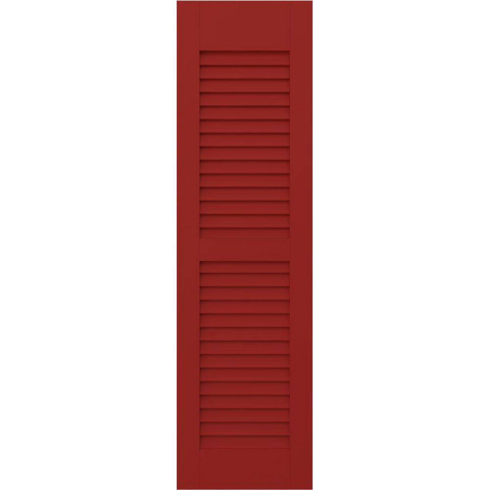 Americraft 18 in. W x 74 in. H Two Equal Louver Exterior Real Wood Shutters (Per Pair) in Fire Red price history on PriceWatchPro
