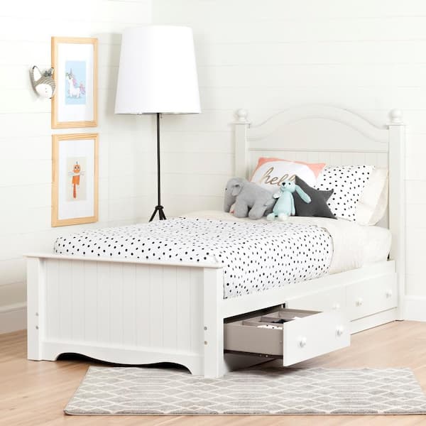 South Shore Savannah Pure White Twin-Size Complete with Storage Bed