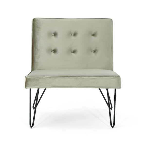 Noble House Darrow Modern Button Back Pistachio Velvet Armless Chair