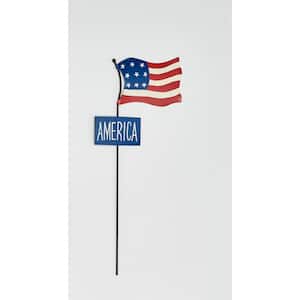 18 in. Metal Americana Flag Stake With Sign (2-Set)