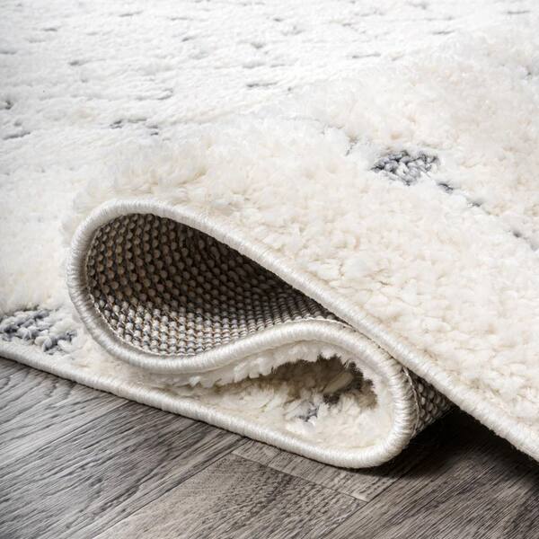 JONATHAN Y Pia Cream/Gray 2 ft. x 8 ft. Moroccan Trellis Plush
