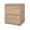 Three-quarter view of a hickory wood grain nightstand showing the front and right side.