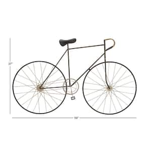 59 in. x 37 in. Metal Black Bike Wall Decor with Seat and Handles