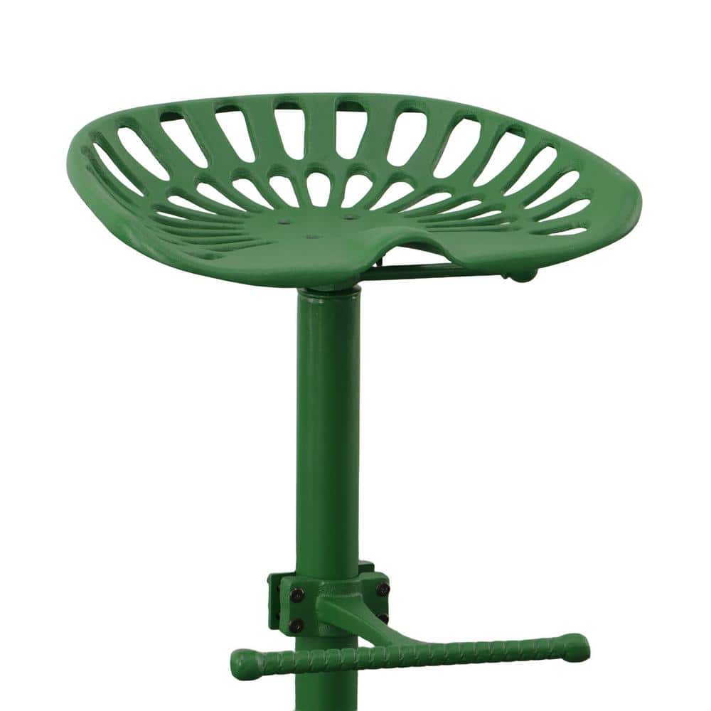 Vintage Industrial Green Metal Adjustable Tractor Seat Stool