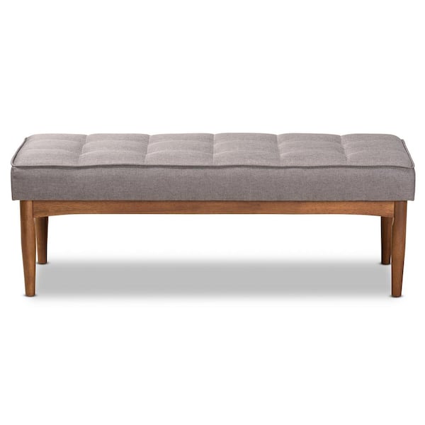 Baxton Studio Sanford Gray Bench 17.3 in. H x 47 in. W x 17.7 in. D