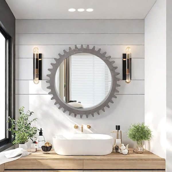 vintageミラー 34 in. W x 34 in. H Bathroom Vanity Mirror,Vintage Round Wall