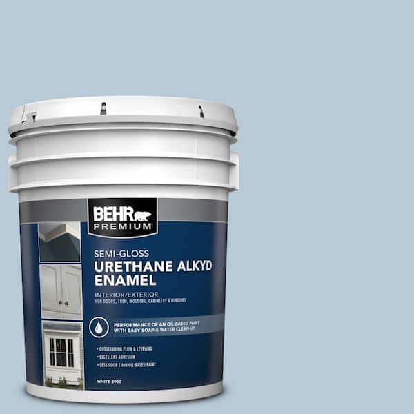 BEHR PREMIUM 5 gal. #PPU14-15 Denim Light Urethane Alkyd Semi-Gloss Enamel Interior/Exterior Paint