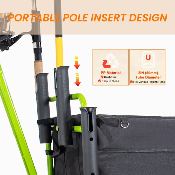 3 cu.ft.Green Heavy Duty Collapsible Garden Cart with Rod Holders