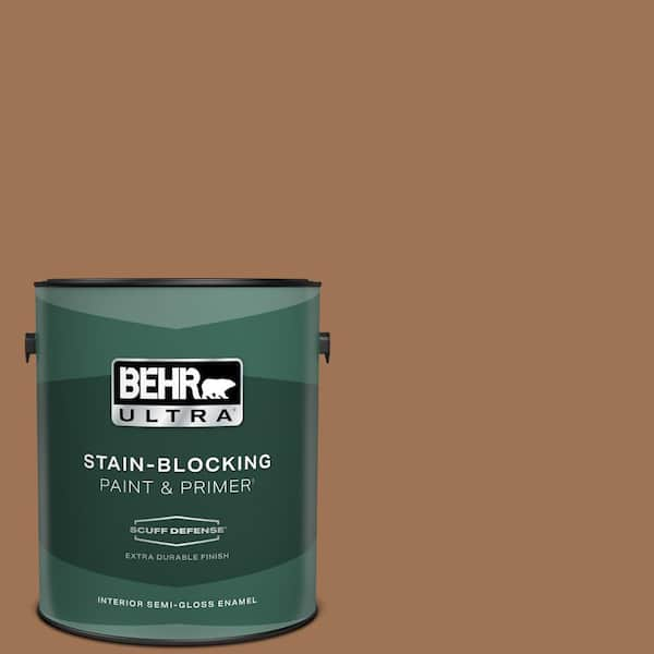 BEHR ULTRA 1 gal. #S240-6 Ranch Brown Extra Durable Semi-Gloss Enamel Interior Paint & Primer