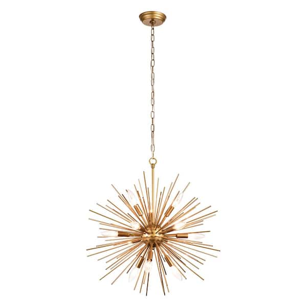 Chloe 24 in. W 12-Light Shiny Bronze Sputnik Sphere Chandelier