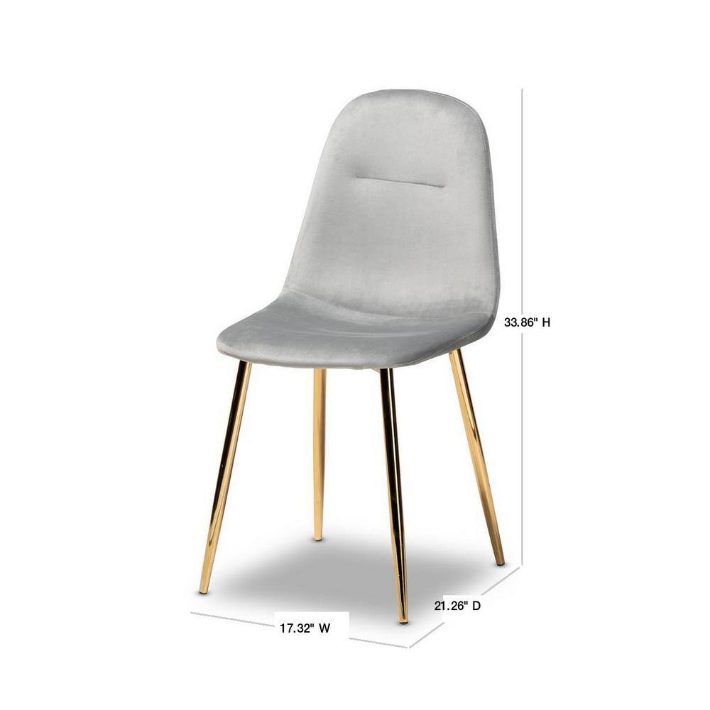 Elyse Grey Velvet and Gold Metal Dining Chairs Set of 4