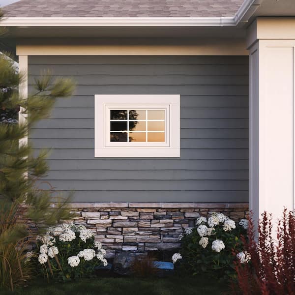 35.5 in. x 23.5 in. V-4500 Series White Vinyl Awning Window with Colonial Grids/Grilles