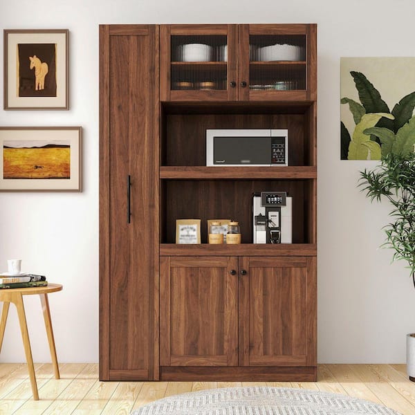 Walnut; melamine finish Pantry Organizer with Adjustable Shelves;Removable Shelves