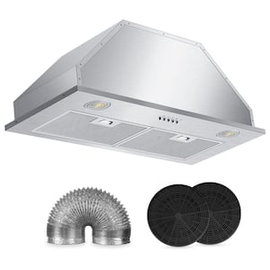 30 in. 800 CFM Convertible Ductless Insert Range Hood With 3-Speed Fan and 2-Bright LED Light, Stainless Steel