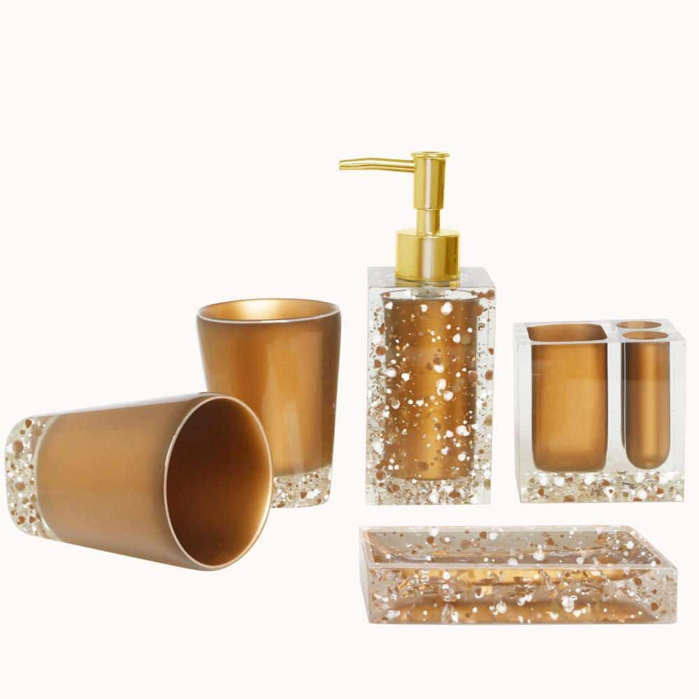 Gold Brass Bath Hardware Set Bathroom Accessories Bathroom Shelf, Soap Dish, Toilet Paper Holder,Soap Dispenser,Robe Hook Kxz009 LJ201211 From Cong08,  $18.53