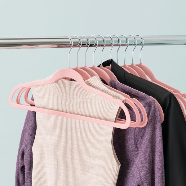 Better Homes & Gardens Non-Slip Velvet Clothing Hangers, 50 Pack, Pink,  Space Saving 