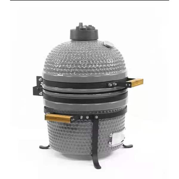 DIRECT WICKER 15 in. Round Mini Kamado Grill Stainless Steel and Ceramic Charcoal Gray Pit-W59132150 - The Home Depot