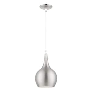 Andes 1-Light Brushed Nickel Mini Pendant with Polished Chrome Accents