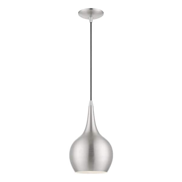 Livex Lighting Andes 1-Light Brushed Nickel Mini Pendant with Polished Chrome Accents