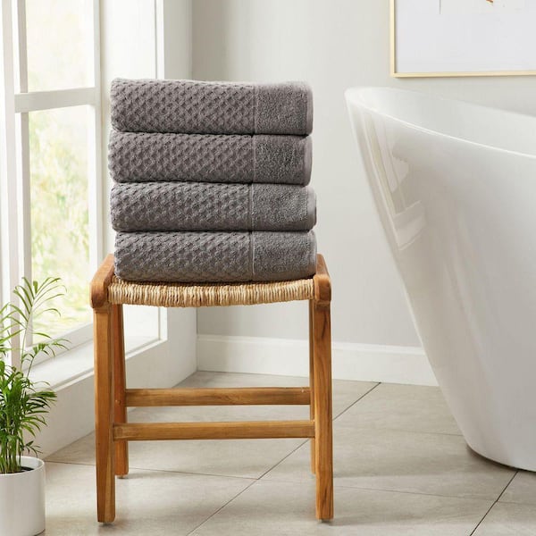 Dark Gray Ultra-Soft 100% Cotton Diamond Waffle 4-Pack Bath Towels